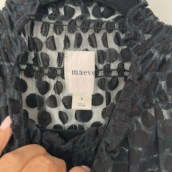 Maeve Smocked High-Neck Tiered Tank Top Black NWT - Picture 6 of 8